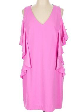 Trina Turk Pink Cold-Shoulder Ruffle Dress – Size 10